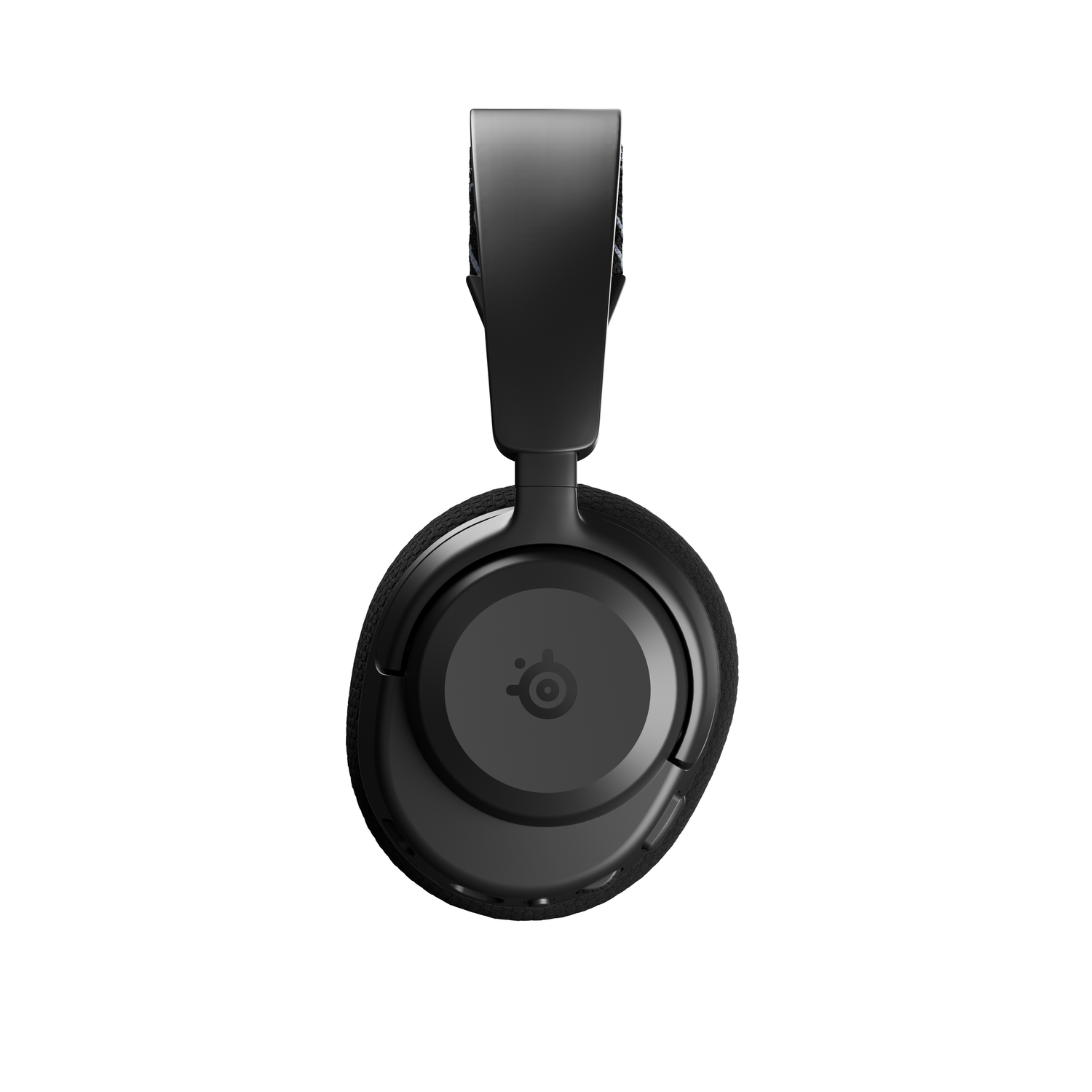 Casque Arctis Nova 3X Wireless noir. Affiche le dessus. Montre le bandeau et les écouteurs. Fond sombre.