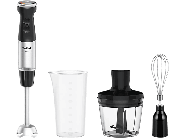 Tefal HB6738 Quickchef+ Stabmixer (Silber, 1000 Watt, 500 + 800 ml)