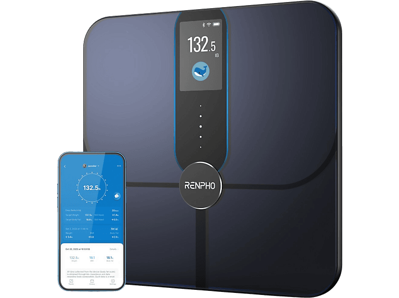 Renpho PEU-R-A031 WIFI Körperanalysewaage, Maximale Tragkraft: 180 kg