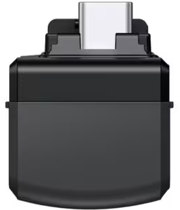 Schwarzer rechteckiger Adapter mit USB-C-Anschluss oben und flachem Boden.