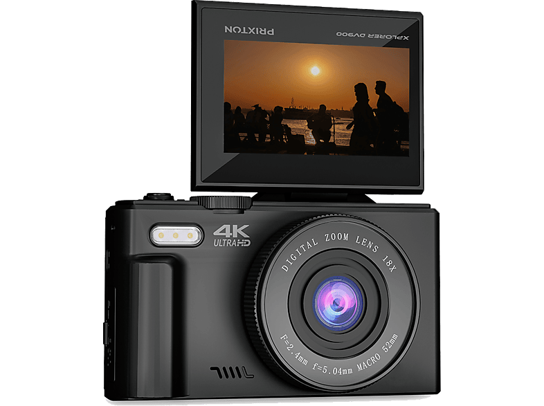 Cámara - Prixton Xplorer DV900, 64 megapixel, 4K 3840p, 3" Pantalla LCD, IPS, Zoom 4X, Flash, Negro