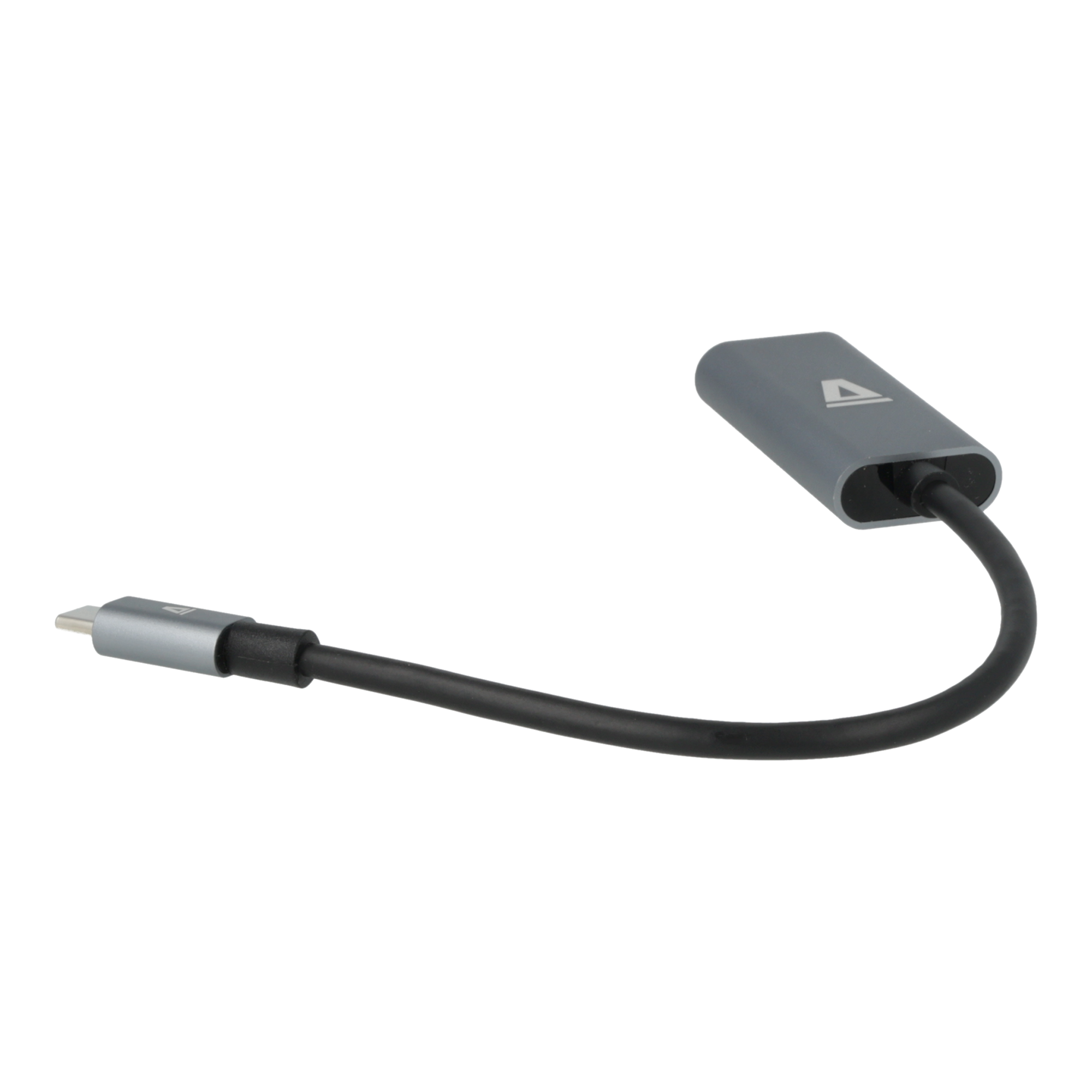 Ezüst adapter fekete kábellel. Az adapter Lightning csatlakozóval rendelkezik.