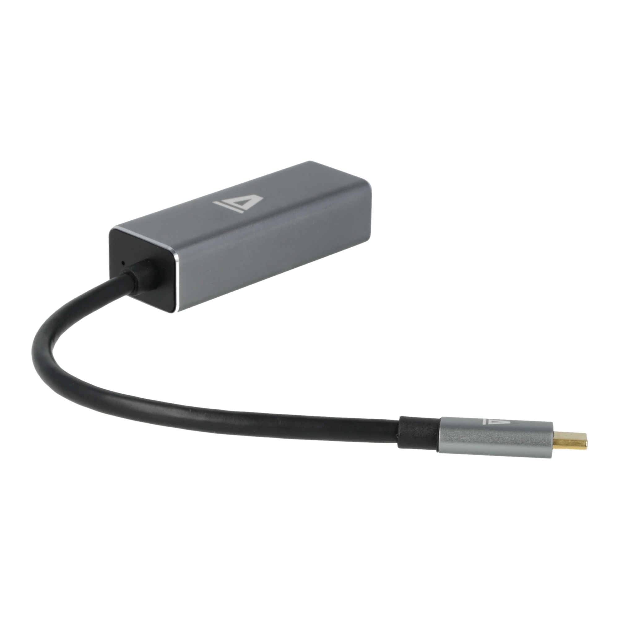Ezüst adapter fekete kábellel. Az adapter Type-C és mini DisplayPort csatlakozóval rendelkezik.