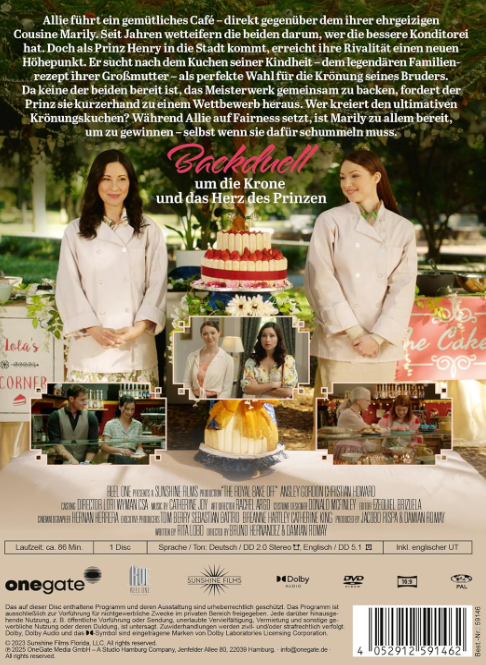 DVD-Cover. Zwei Frauen in weißen Kochmänteln stehen neben einer Torte. Text auf Deutsch mit Bildern der Filmszenen.