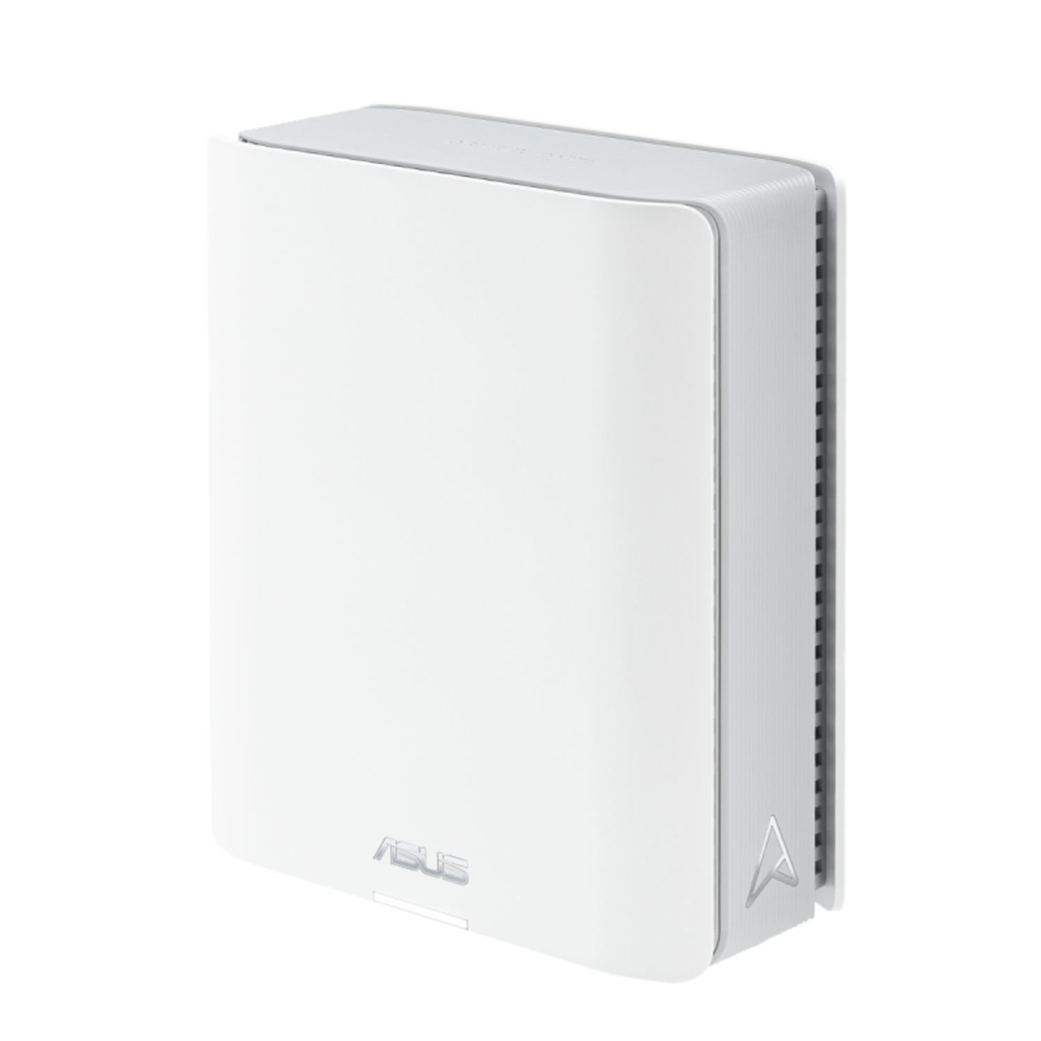 White ASUS device, angled view. The device has a curved front and a gray side. The ASUS logo is visible.