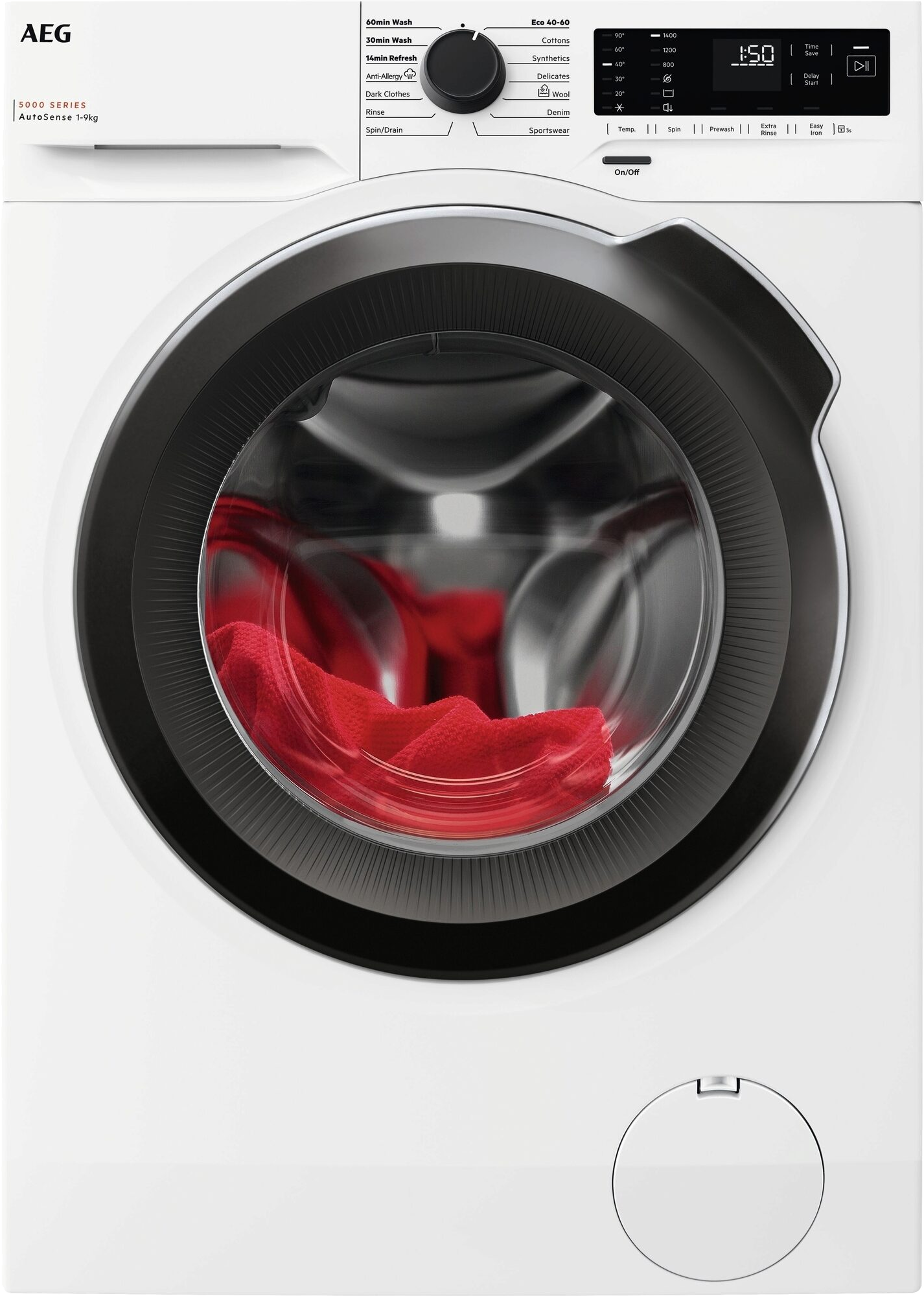 AEG LF5Z49BE Elöltöltős mosógép A, AUTOSENSE, 9 kg, 1400 f/p, Ökoinverter, Antiallergén program gőzzel