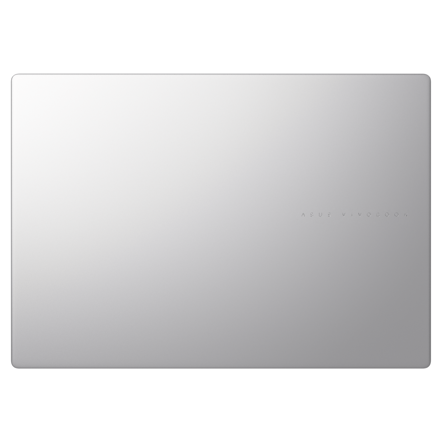 Silver laptop lid, closed. The ASUS Vivobook logo is centered on the lid.