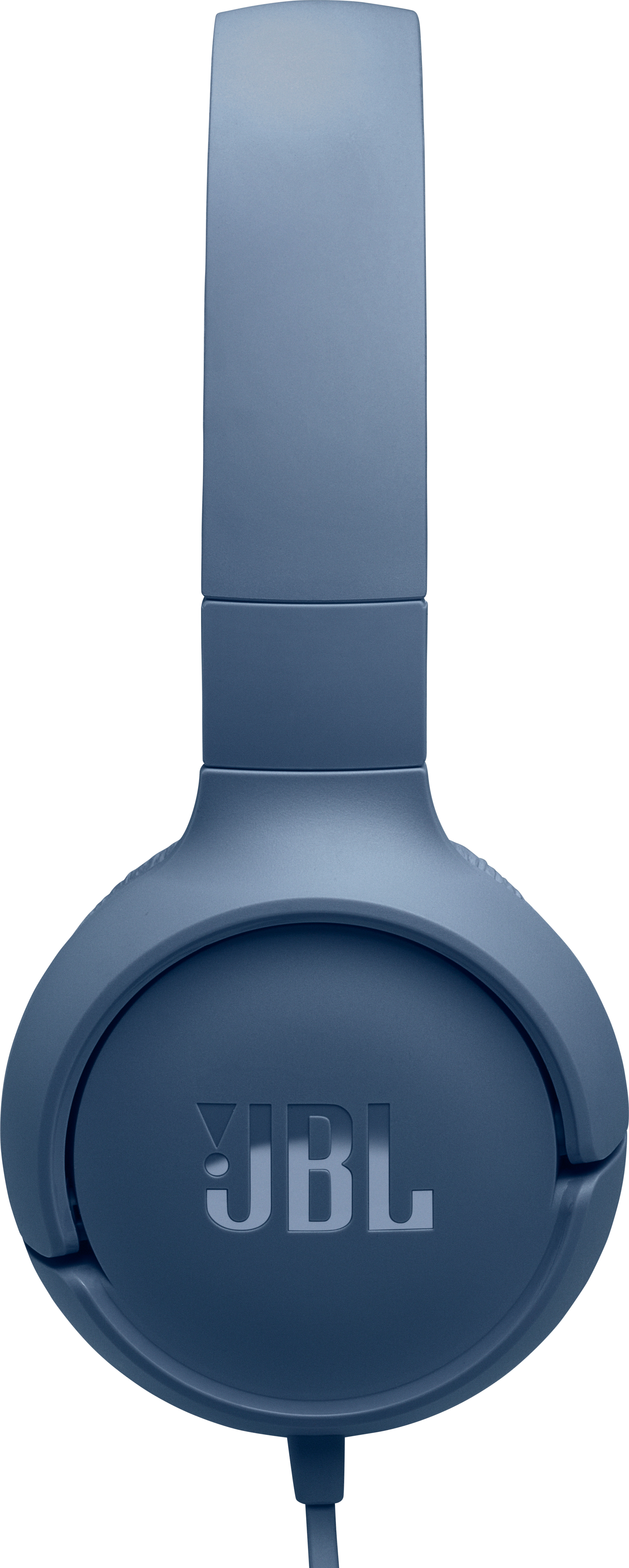 Nahaufnahme von blauen JBL-Kopfhörern.