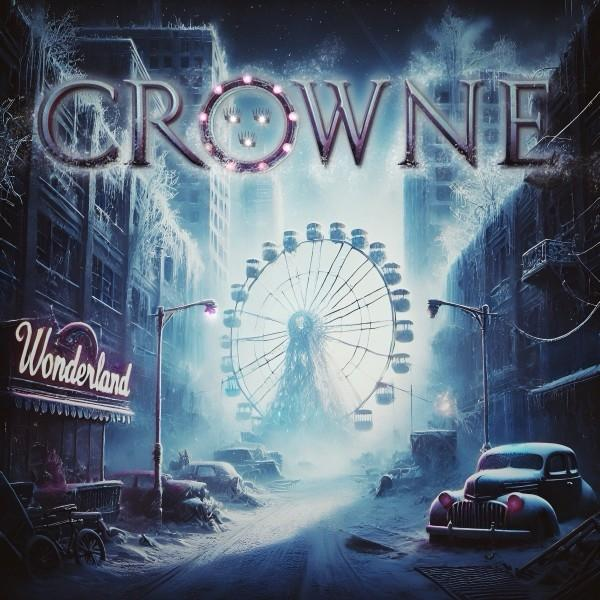 Albumcover: Eine Winterszene mit einem Riesenrad, Autos und dem Text 'Crowne Wonderland'.