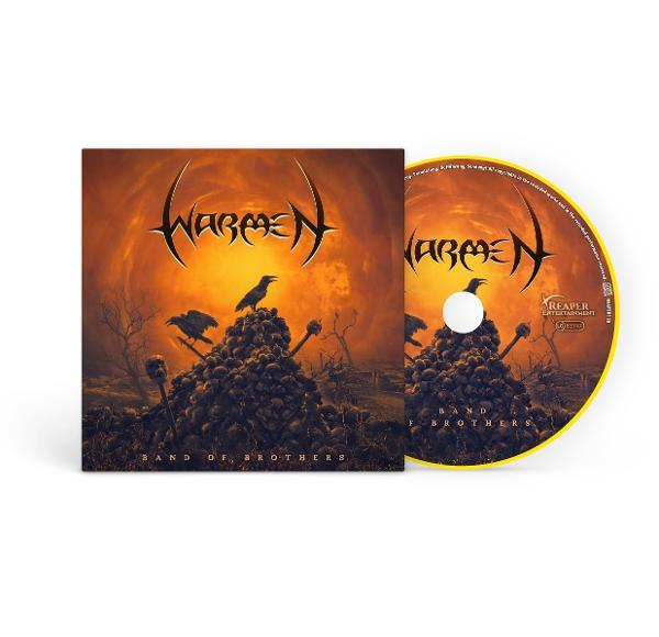 Albumcover mit Schädeln, Krähen und brennendem Hintergrund. Die CD ist sichtbar.