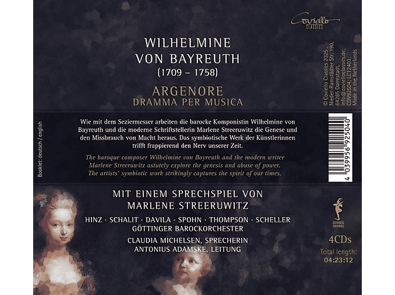 Thumbnail - Hinz/Schalit/Michelsen/Adamke/Göttinger Barockorch - Argenore Dramma per Musica (CD)