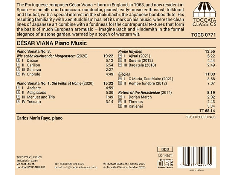 Thumbnail - Carlos Marín Rayo (piano) - Viana: Klaviermusik (CD)