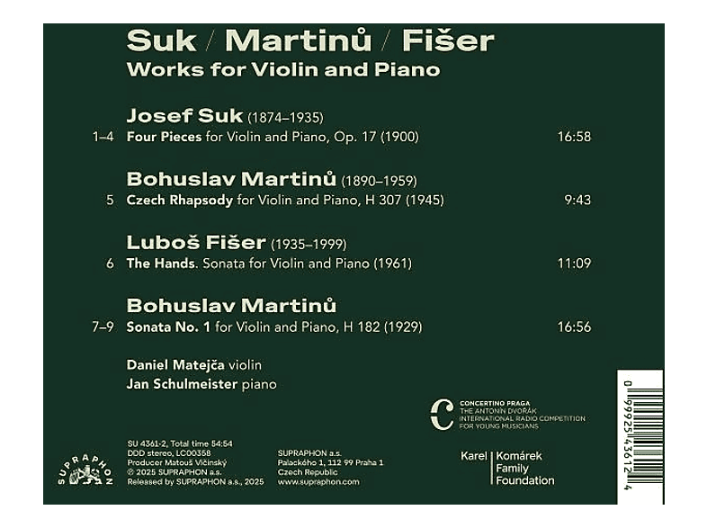 Thumbnail - Matejca,Daniel/Schulmeister,Ja - Werke für Violine & Klavier (CD)