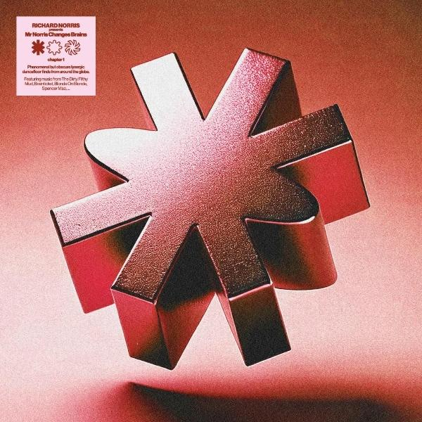 Albumcover: Rosa metallisches sternförmiges Objekt auf einem rot-rosa Farbverlaufhintergrund.