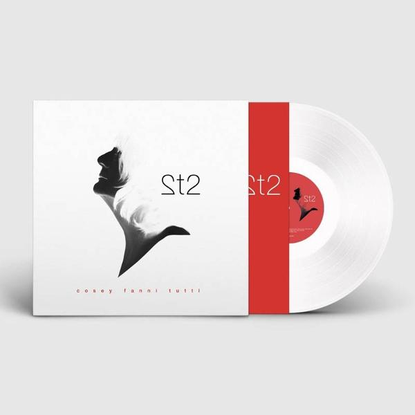 Albumcover mit Silhouette und rotem Streifen.