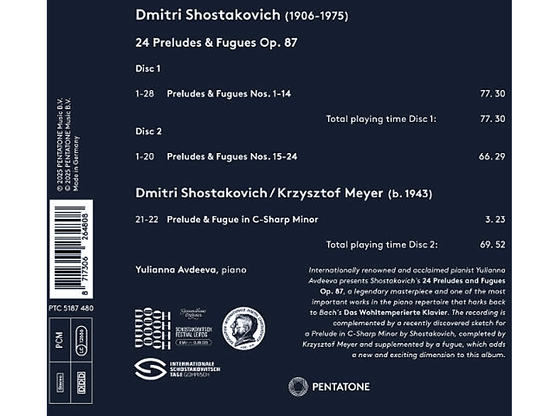 Thumbnail - Piano Yulianna Avdeeva - Schostakowitsch: Präludien und Fugen op. 87 (CD)