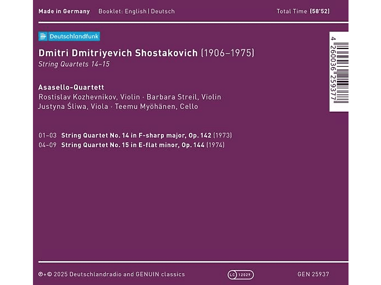 Thumbnail - Asasello Quartett - Streichquartette Nr. 14 & 15 (CD)