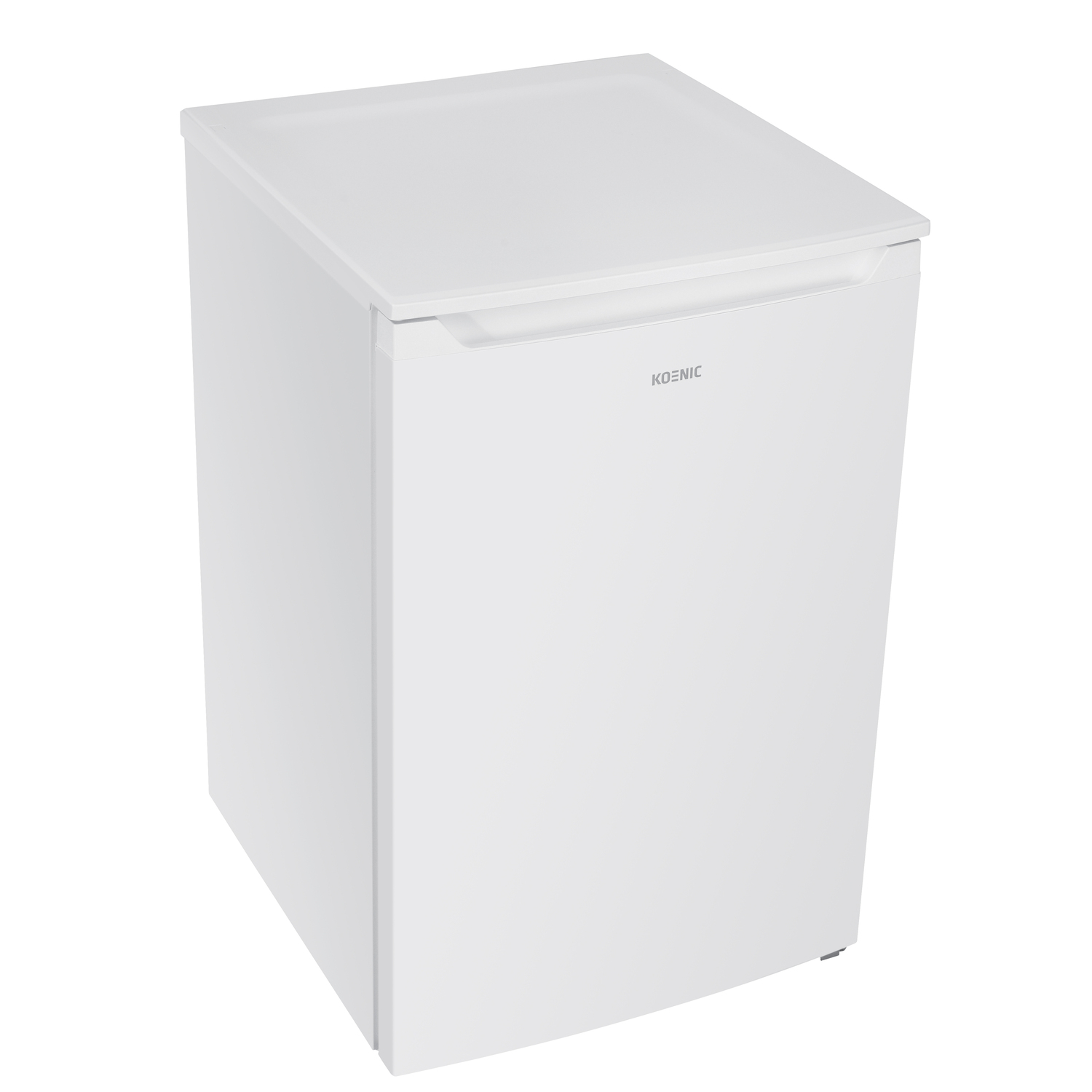 Witte vriezer met open deur die twee lades toont. Transparante plastic lades. Wit interieur.