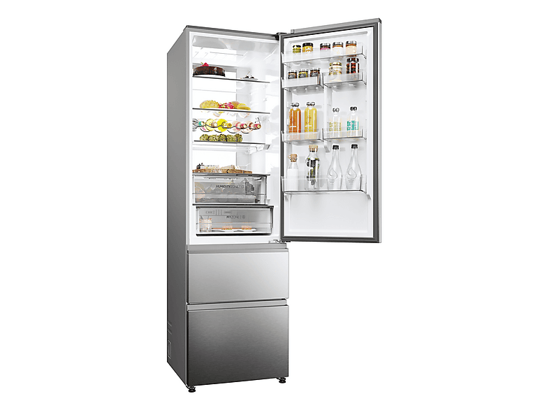 HAIER HTW7620ANMG 3D 60 SERIE 7 Kühlgefrierkombination (A, 414 l, 2050 mm hoch, Inox / Edelstahlfront)