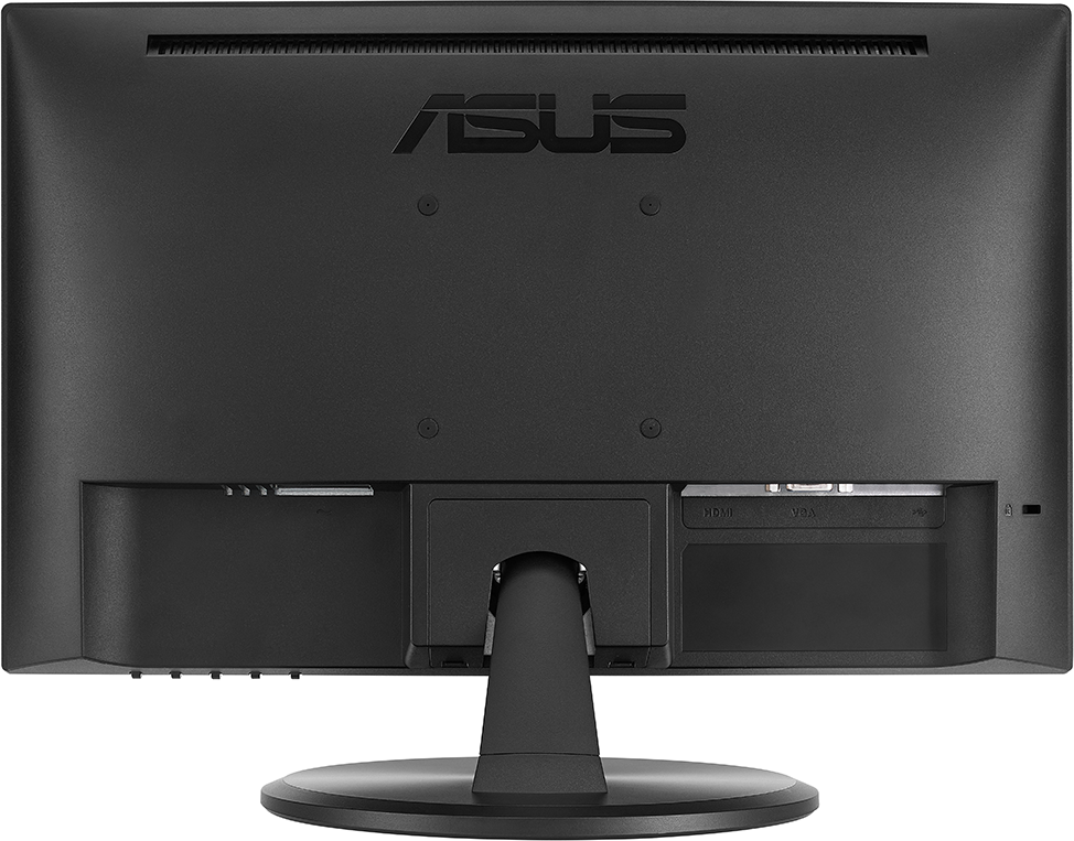 Fekete ASUS monitor hátulnézete. A portok alul láthatók.