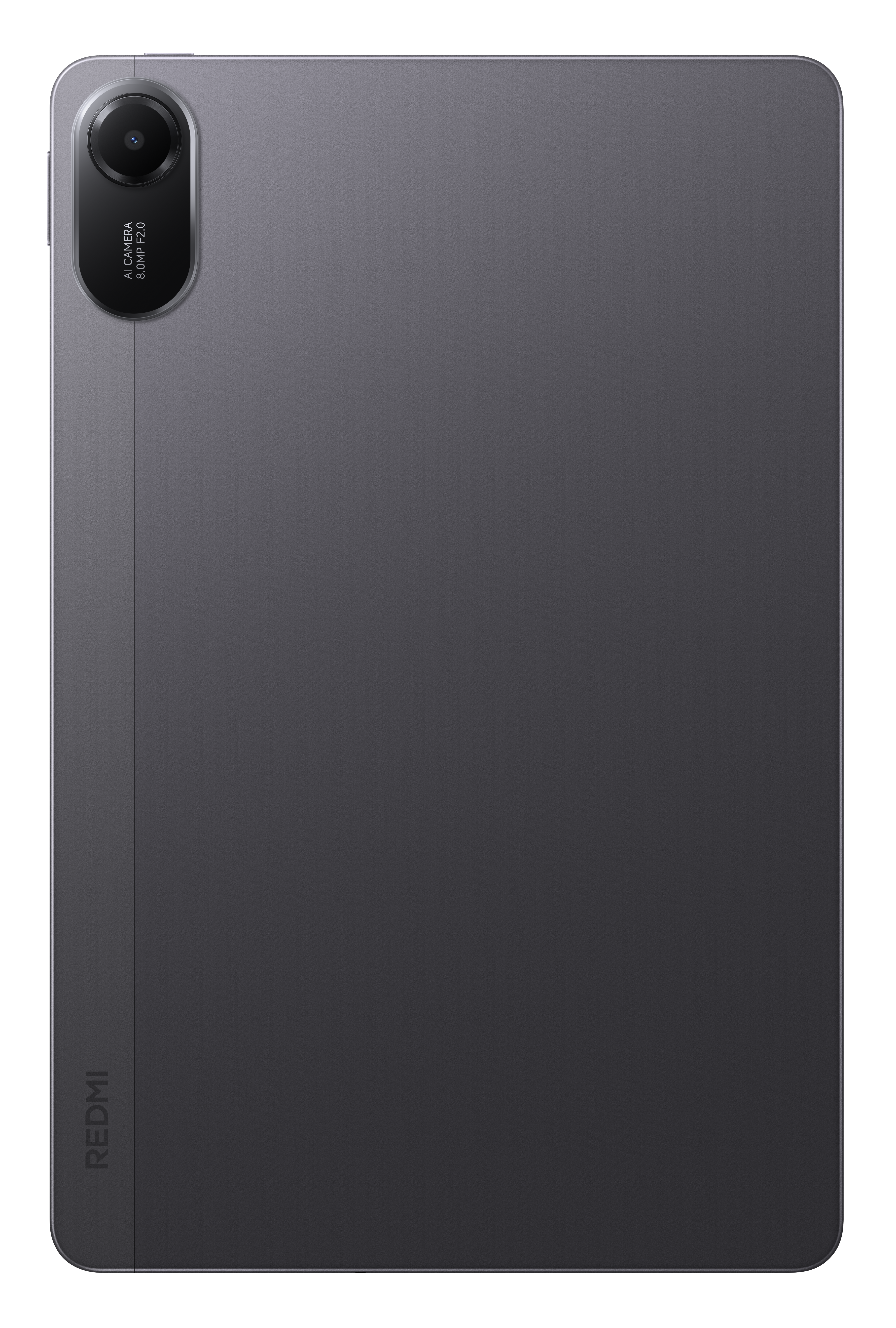 Tył ciemnoszarego tabletu z aparatem i logo Redmi. Na aparacie napis AI 8.0MP F2.0.