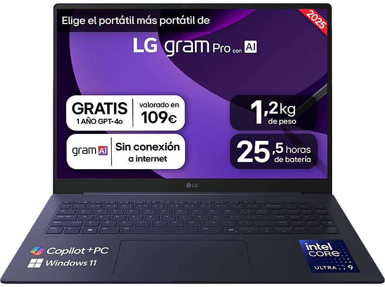 LG 16Z90TS-G.AU99B, 16  WQXGA, Intel® Evo™ Edition Core™ Ultra 9-288V, 32 GB RAM, 1 TB SSD, Arc™ GPU, W11H