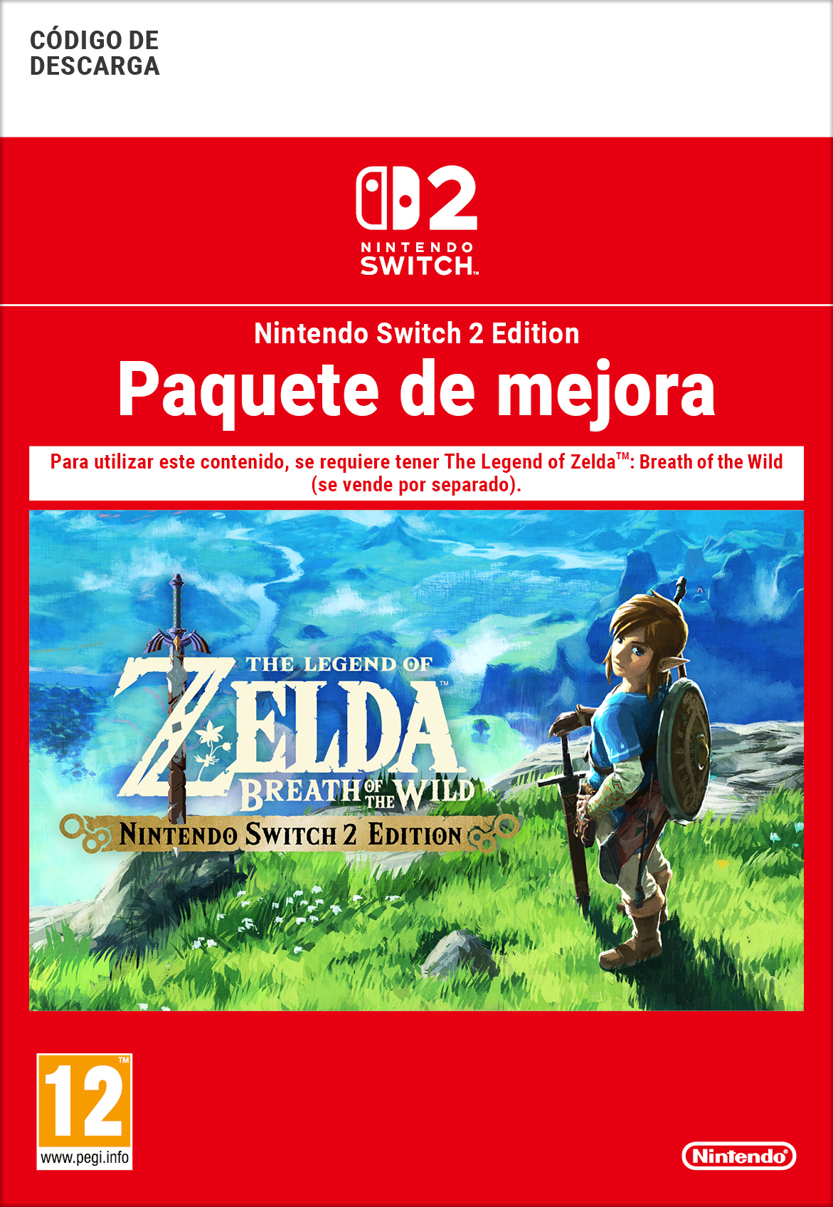 La leyenda de Zelda: Breath of the Wild, caja del juego, Nintendo Switch 2 Edition.