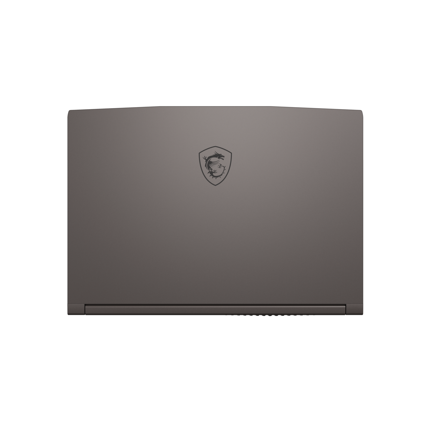 A black MSI laptop, screen displaying a logo and colorful lines, set against black backdrop.