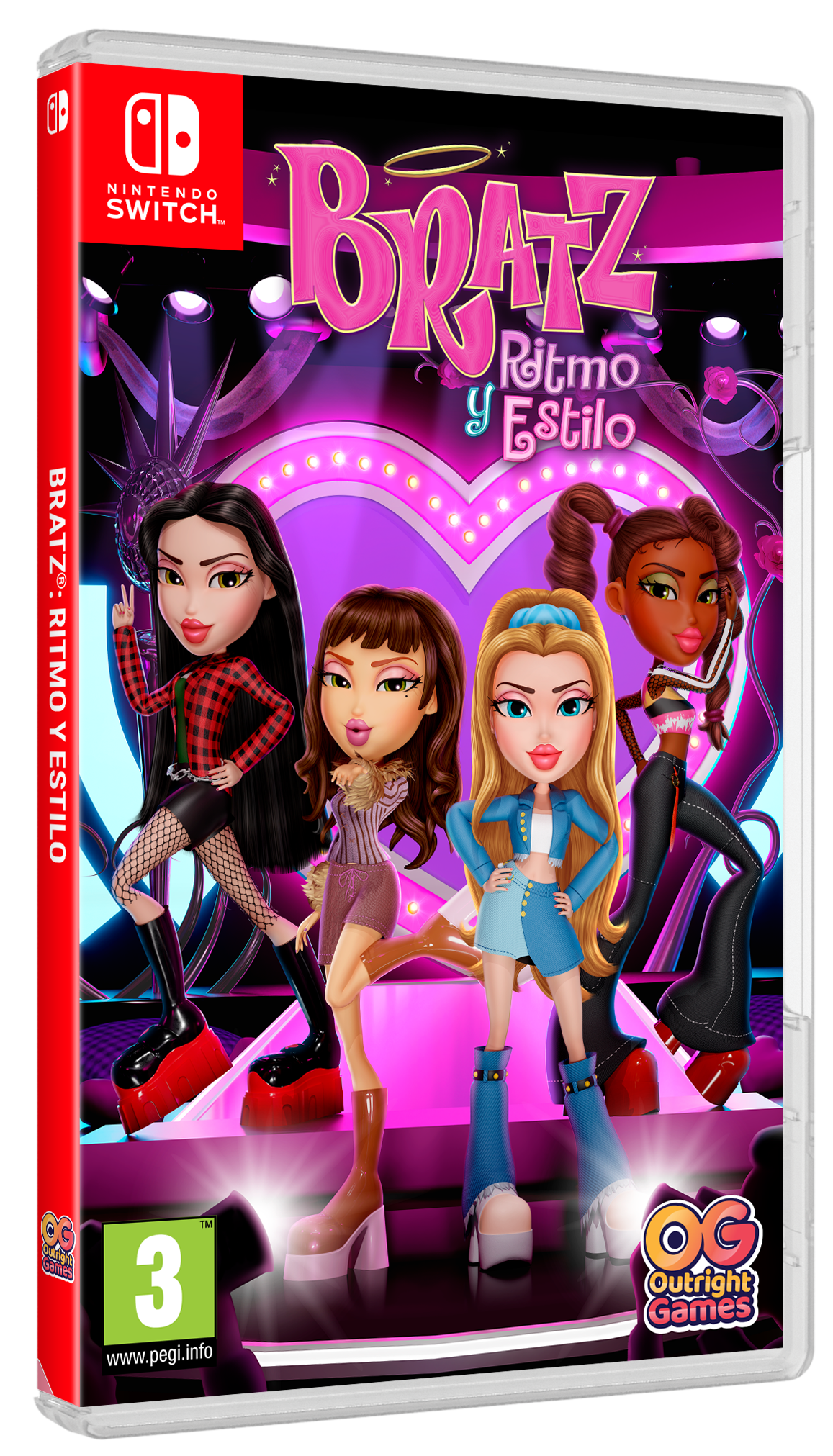 Caja de juego de Nintendo Switch de Bratz: Rhythm y Estilo con cuatro muñecas.