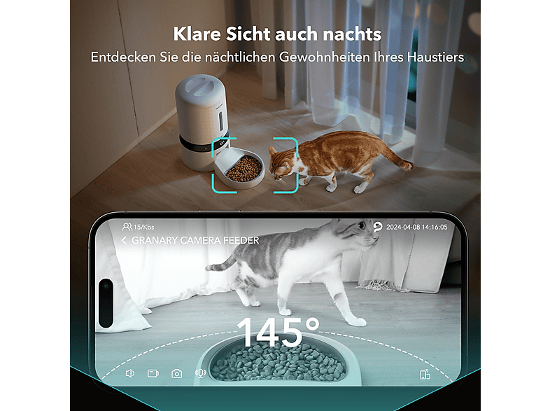 Petlibro Granary mit Kamera, 5 Liter, Weiß, Futterautomat — Foto 4 von 5