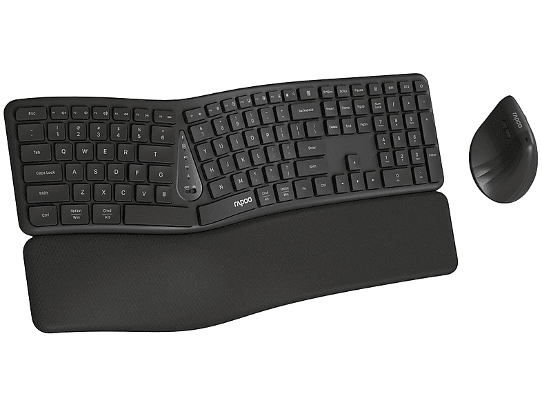 Rapoo Kabelloses Multimodus-Kombi-Set 8810ME, DE-Layout Ergonomisches Design,1600 DPI optische Maus, Verbindung zu mehreren Geräten