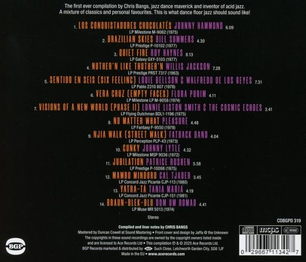 Album-Rückseite mit Titelliste und Credits. Die erste Zusammenstellung von Chris Bangs.