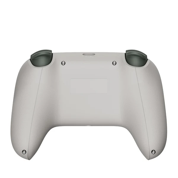 Widok z tyłu białego kontrolera Xbox. Widoczne dwa joysticki.