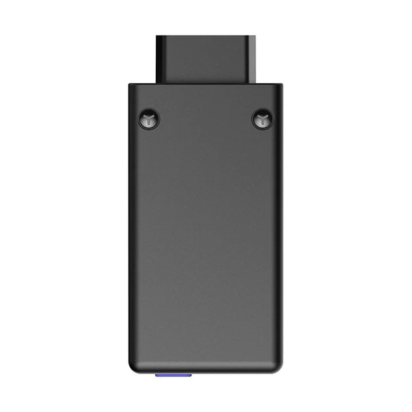 Czarny adapter 8BitDo. Posiada złącze USB i dwie śruby na górze.