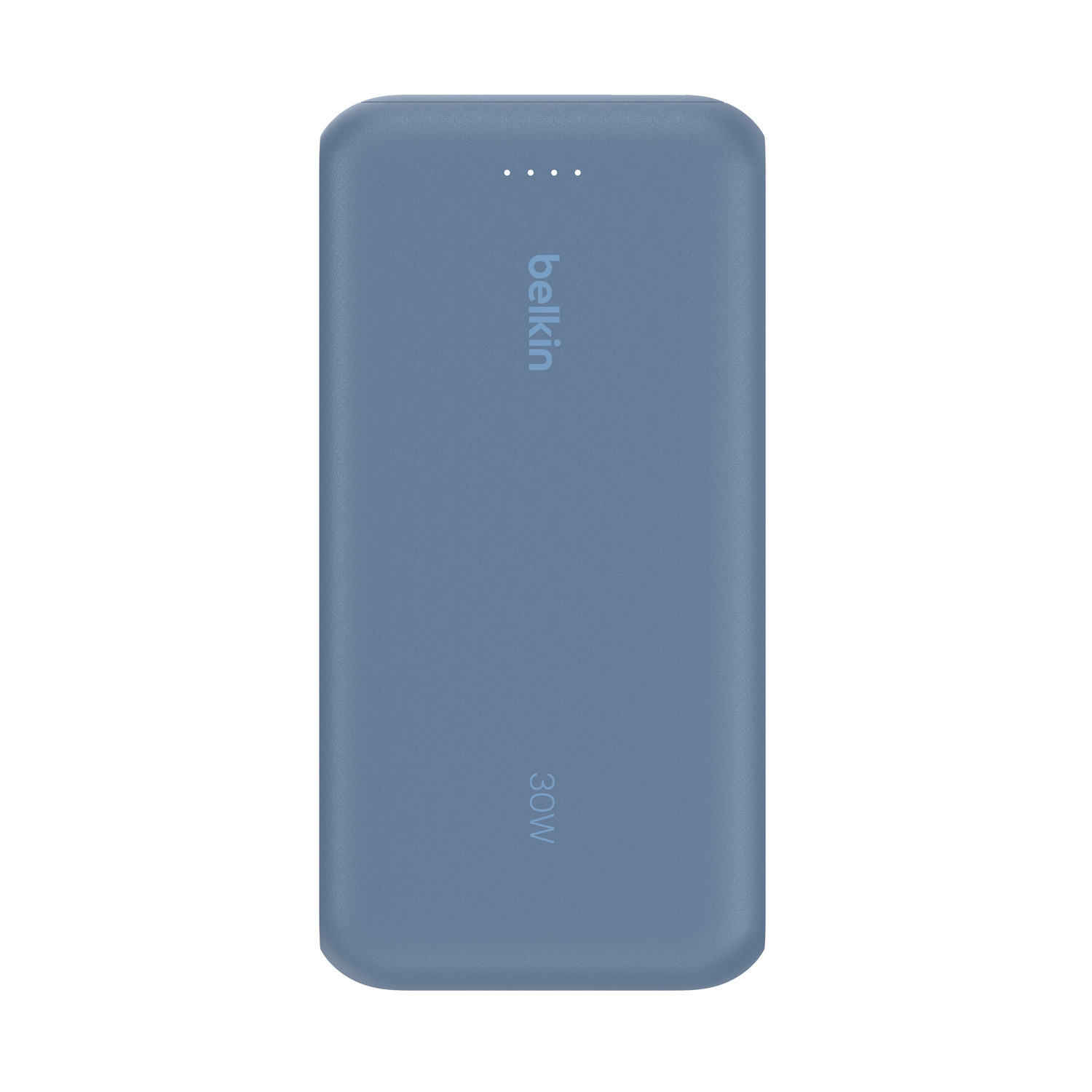 Batterie externe Belkin bleue, étiquetée 30W.
