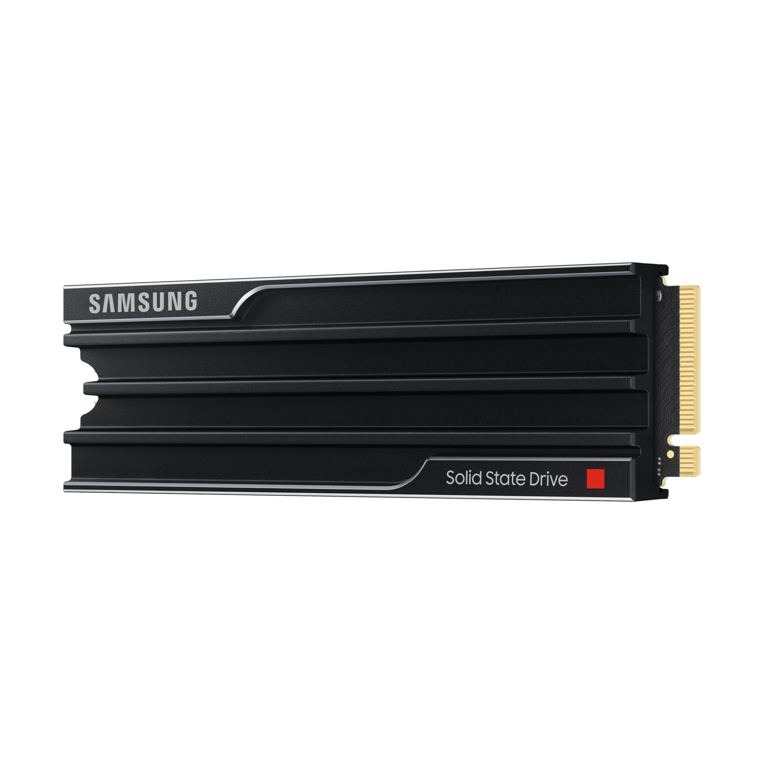 SSD Samsung nero. Con involucro nero, logo Samsung e testo: Solid State Drive.