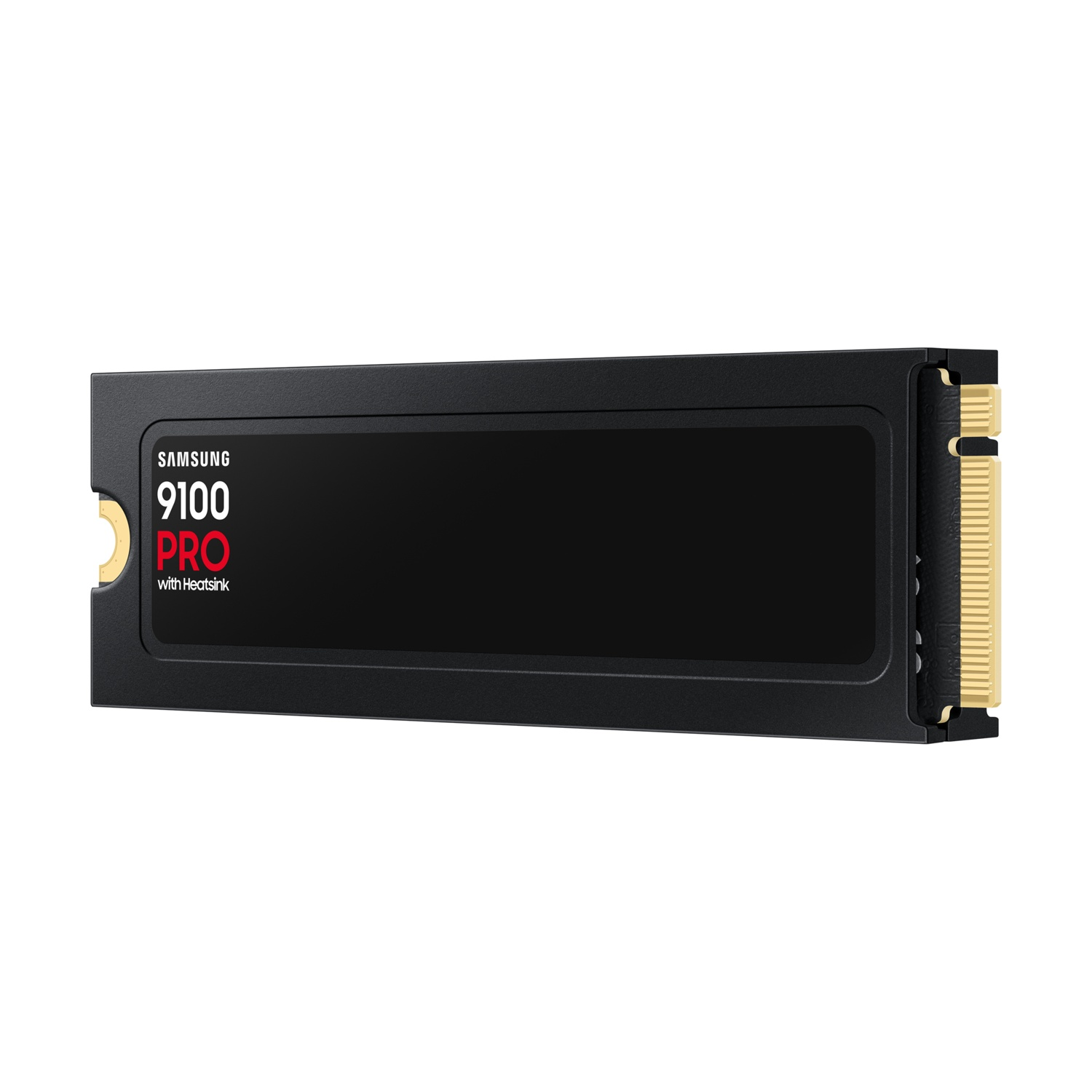 SSD Samsung nero. Involucro nero con Samsung, 9100 PRO con dissipatore stampato.