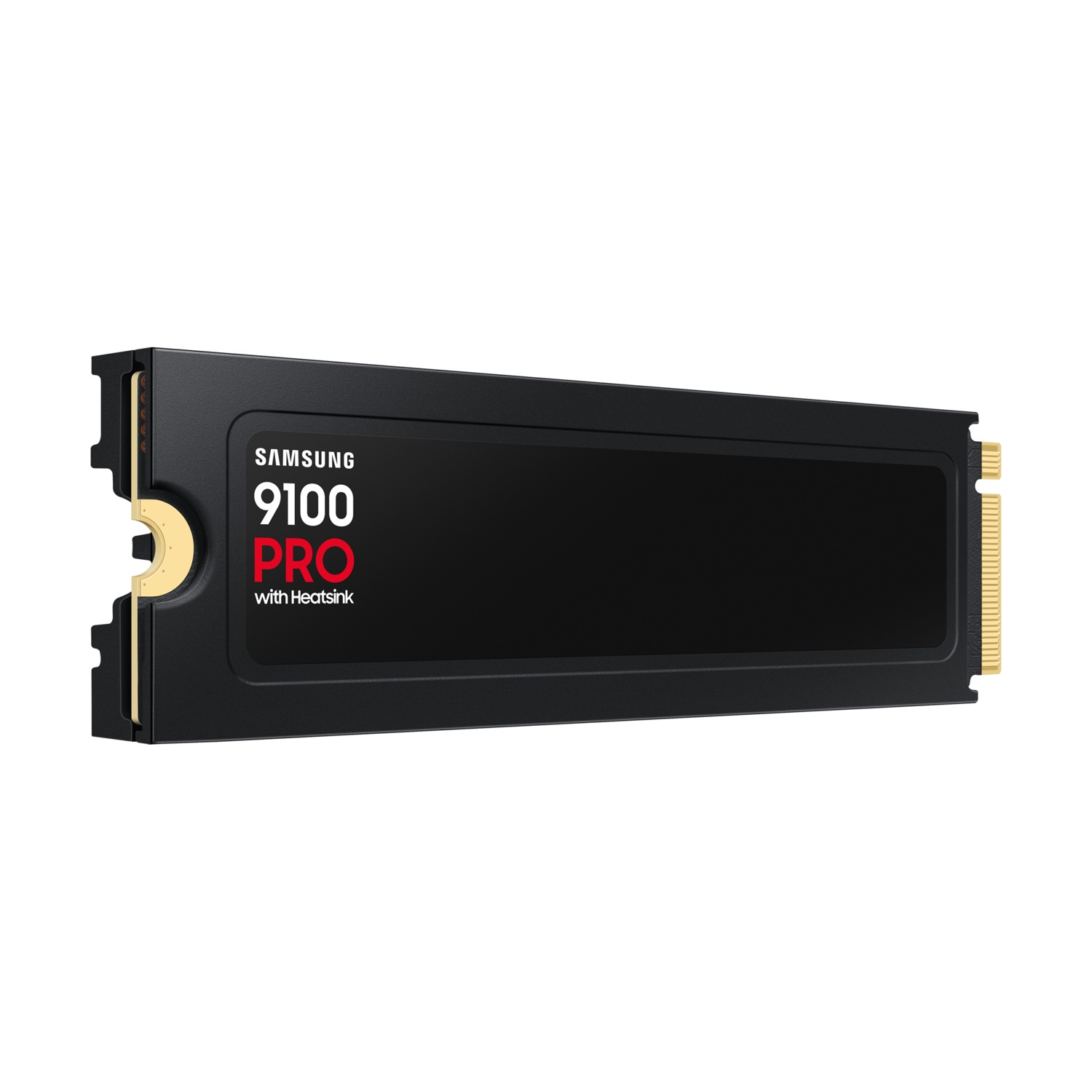 SSD Samsung nero. Involucro nero con Samsung, 9100 PRO con dissipatore stampato.