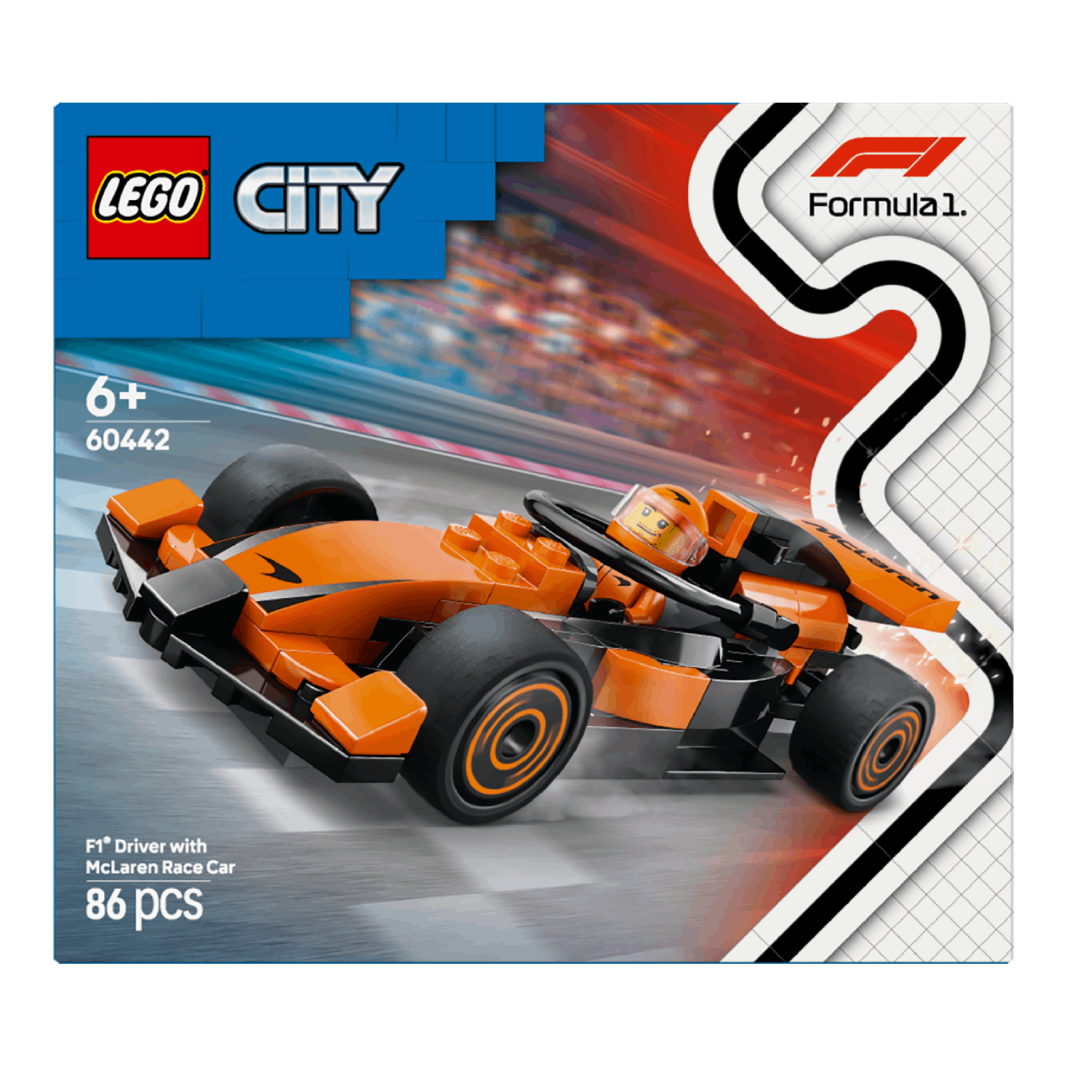 Lego City box with a race car, driver, and Lego and Formula 1 logos.