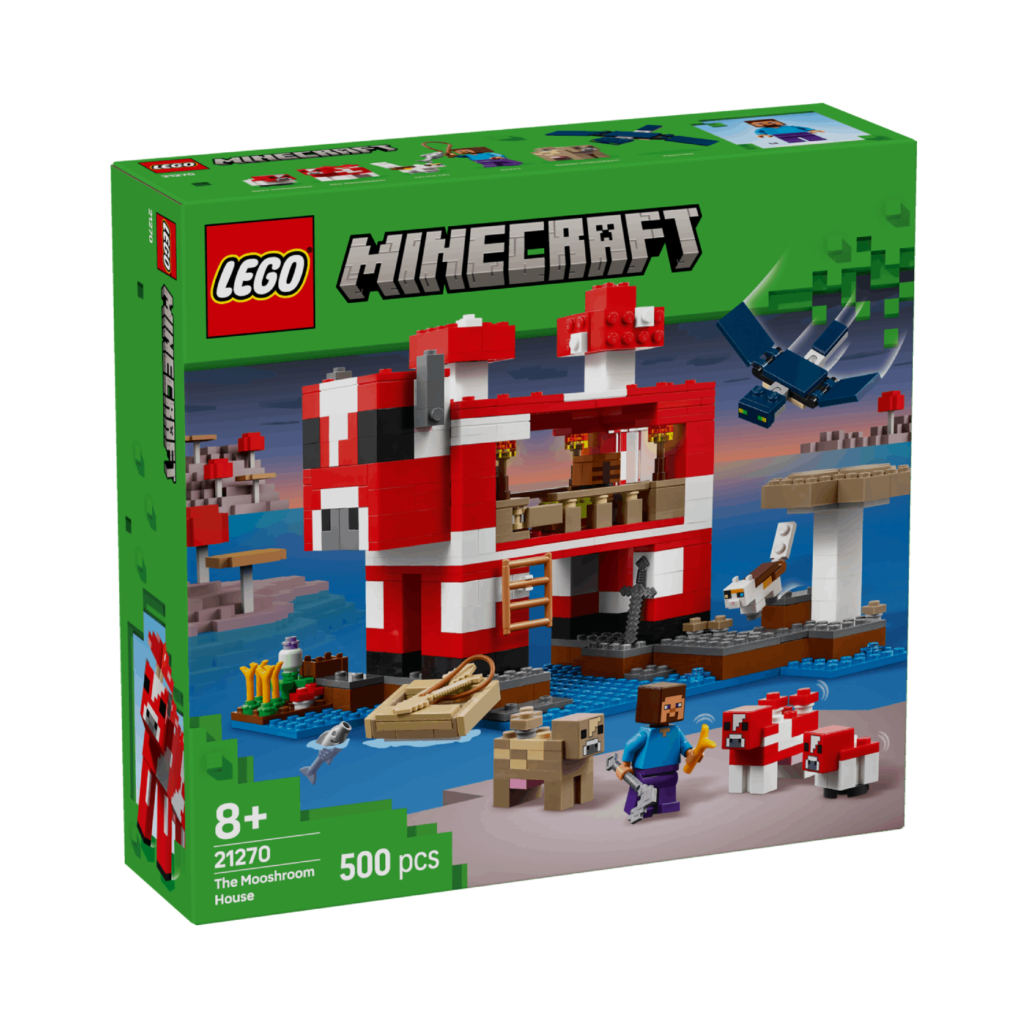 Lego Minecraft box set: A red and white mushroom house set with figures.