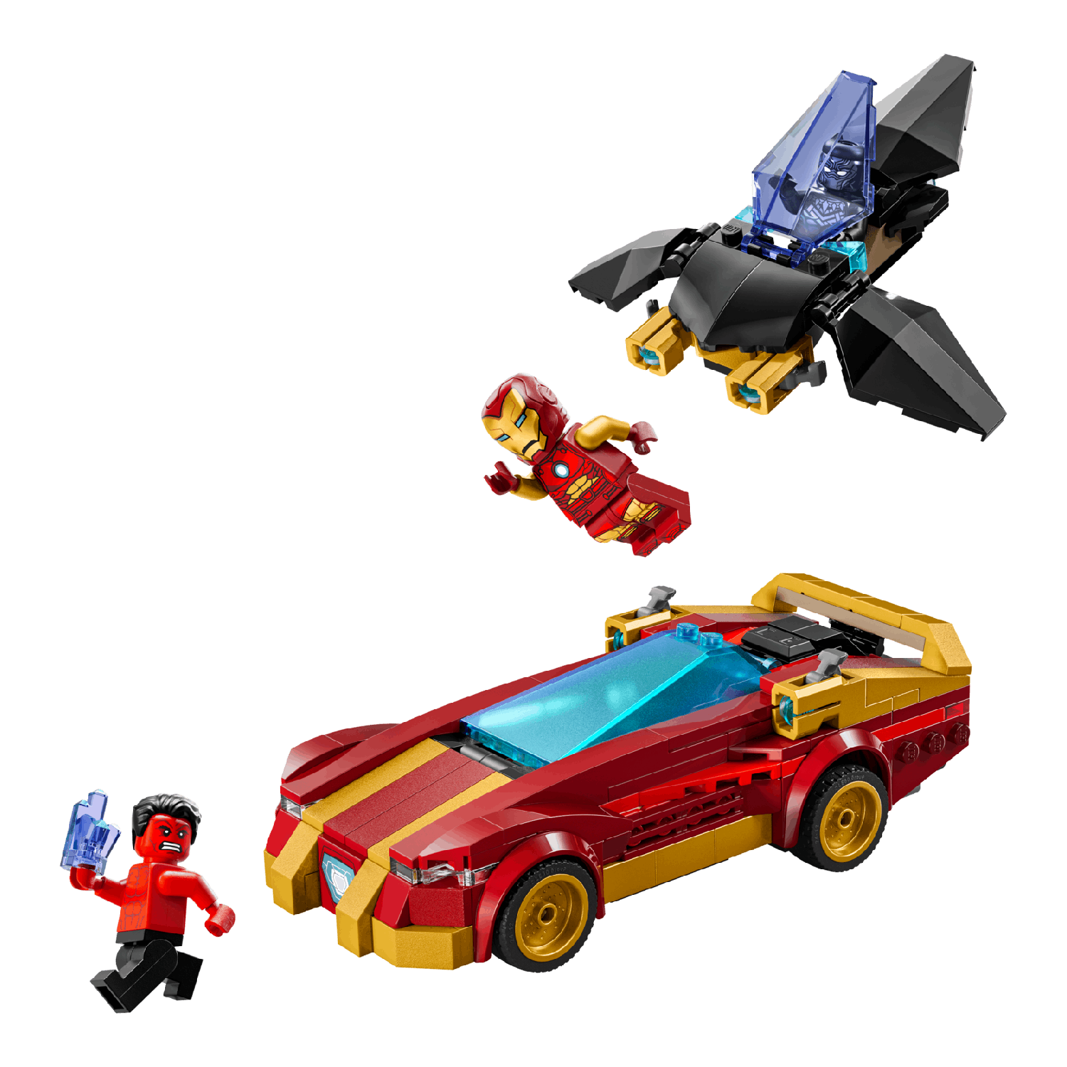 Lego Marvel 76310 Iron Mans Auto En Black Panther Vs. Rode Hulk Bouwstenen