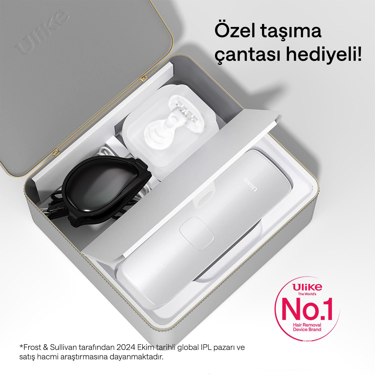Açık ürün çantası, cihaz, tıraş makinesi ve aksesuarlarla. No.1 Tüy Dökücü Markası.