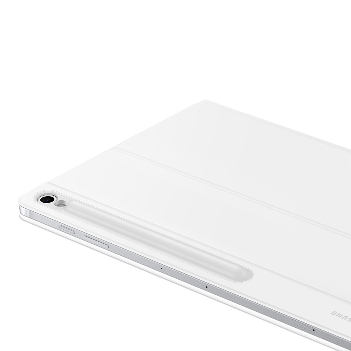Yanına kalem takılı beyaz tablet, yakın çekim görünümü.