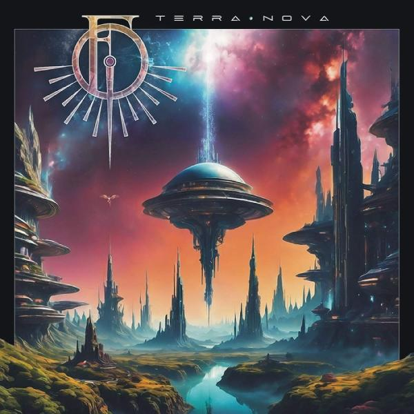 Albumcover, futuristische Stadt, ein blauer Lichtstrahl. Text: TERRA NOVA.