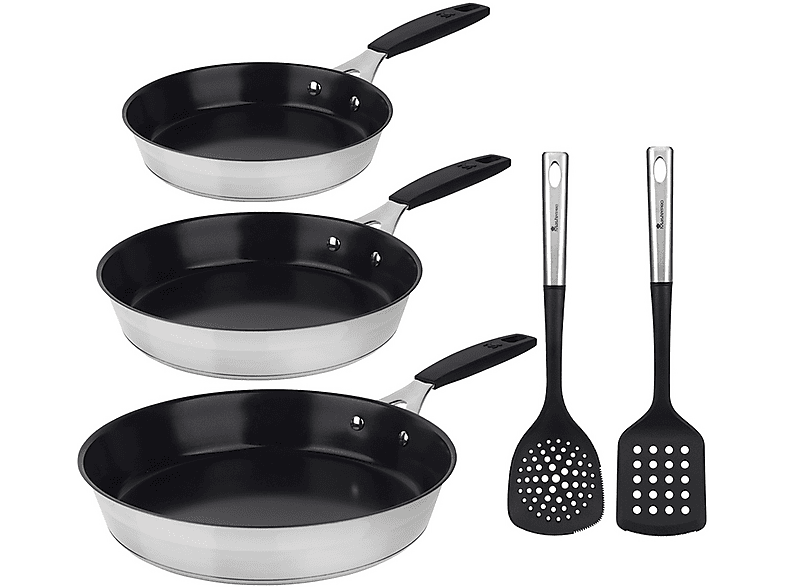 SET 3 Padelle+Utensili Masterpro Smart Ø 20/24/28cm