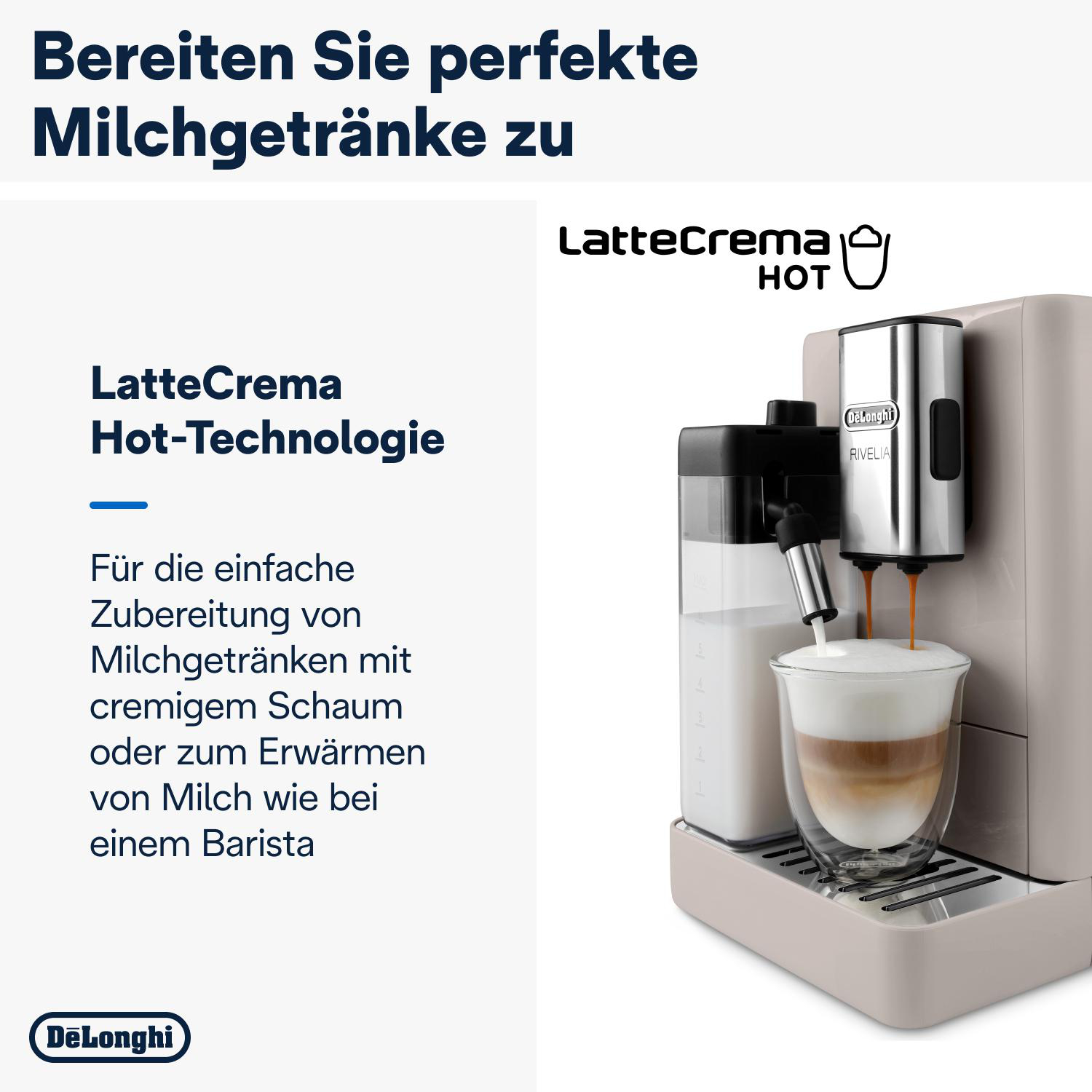 Kaffeemaschine mit Milchaufschäumer, der Kaffee in ein Glas ausgibt.