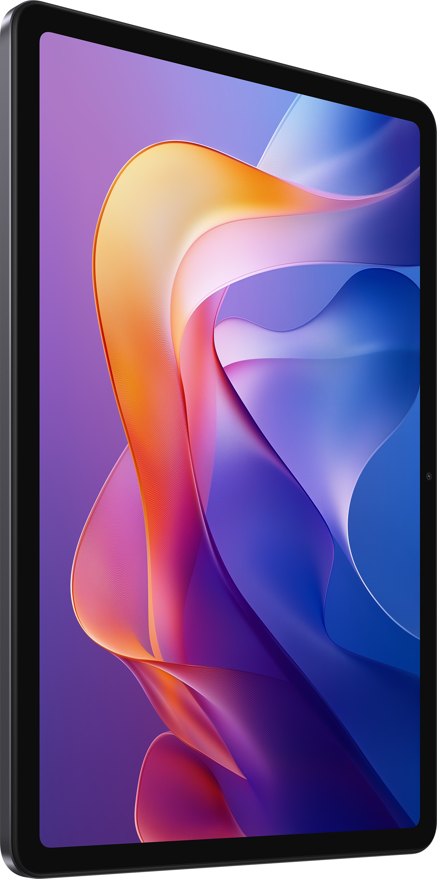 Tablet színes absztrakt művészettel a képernyőn, oldalsó nézet.