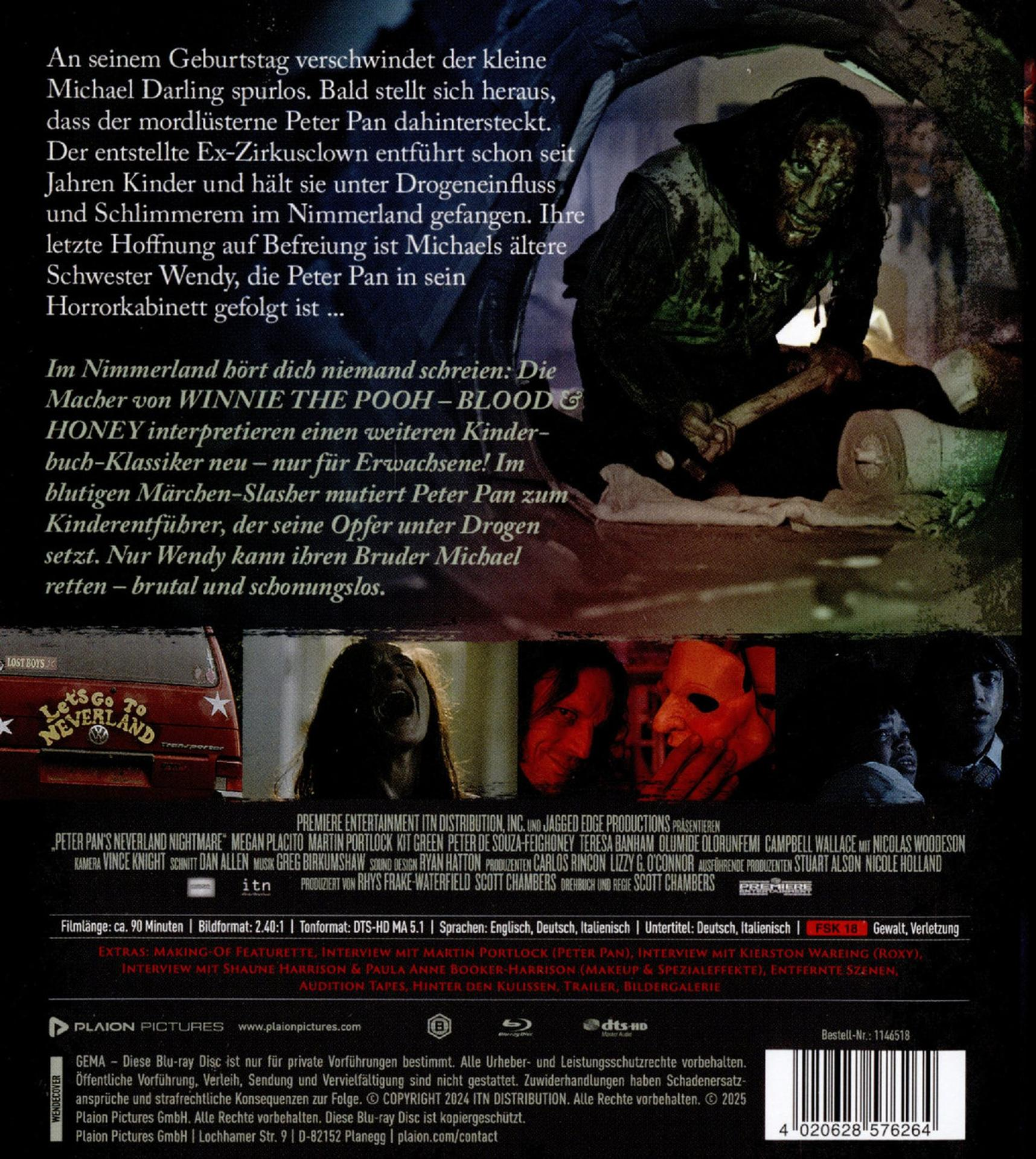 Die Rückseite einer DVD-Hülle zeigt einen gruseligen Mann, der eine Waffe in einer Höhle hält.
