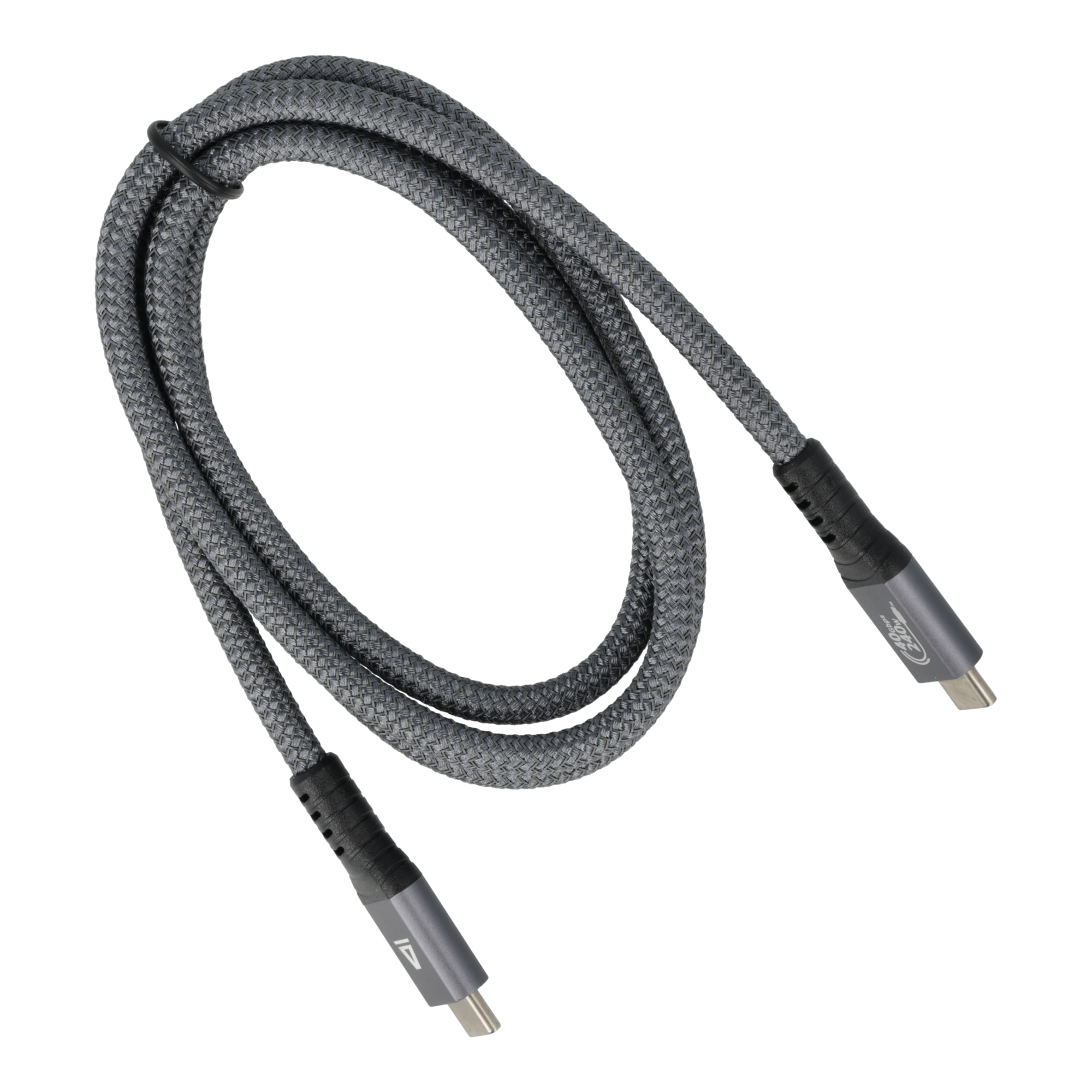 AVAX THUNDER USB4.0, Thunderbolt4 kábel, 240W, 40Gbps, fonott borítás, 1 méter, viharszürke (CB902)