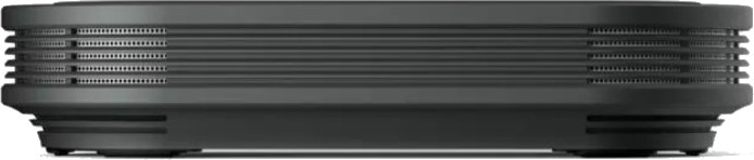 Czarny głośnik Philips. Widok z boku pokazuje żebrowany design.